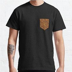 Leopard breast pocket T shirt Leopard Print fur pattern Classic T-Shirt RB1602