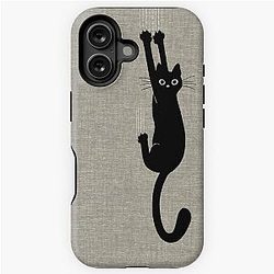 Black Cat Holding On iPhone Tough Case