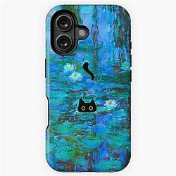 Monet Water Lilies - Monet Waterlily Cat Prints  iPhone Tough Case