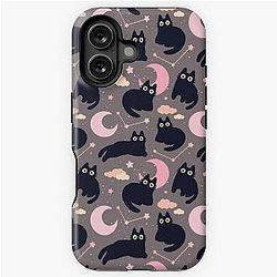 Night Cats Pattern (pink dreams) iPhone Tough Case