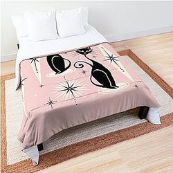 Mid Century Meow Retro Atomic Cats LG ©studioxtine Comforter