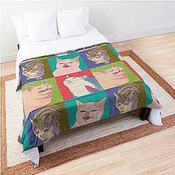 Four Meme Cats of the Apocalypse Comforter