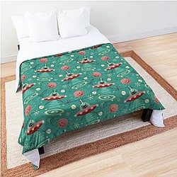 My Kitty Drives a UFO  Atomic Space Cat ©studioxtine Comforter