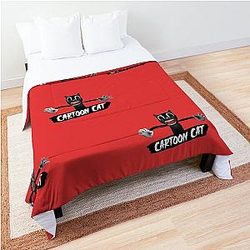 Cartoon Cat - red Comforter