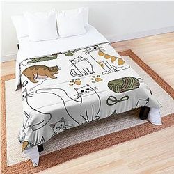 Cute Cat and Yarn Pattern Comforter
