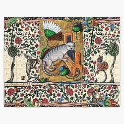 WEIRD MEDIEVAL BESTIARY MAKING MUSIC,Cat Playing Organ,Harpist Rabbit,Snail Cat Jigsaw Puzzle