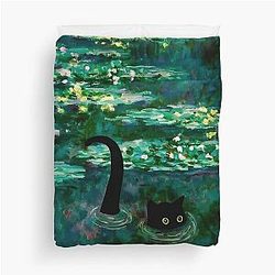 Cat and Le Bassin des Nympheas, Lily 1904 Duvet Cover