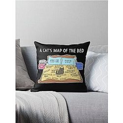 Cats Map of the Bed Funny Cat gift for Cat owner Throw Pillow