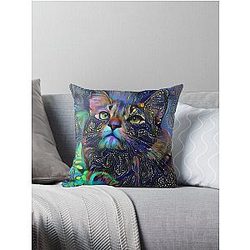 Melizza, cat, cat, chat, lea roche paintings Throw Pillow