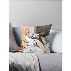 Holly Golightly & the cat with no name - Audrey Hepburn in Breakfast at Tiffany's Throw Pillow
