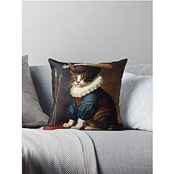 Rasmus the Cat, looking fancy (Baroque) Throw Pillow