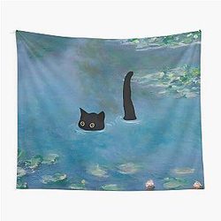 Cat Print Monet Waterlily Tapestry