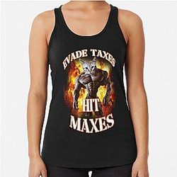 evade taxes hit maxes cat gym meme Racerback Tank Top
