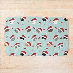 santa cat pattern design Bath Mat