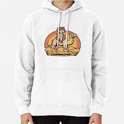 Desert Adventure Cat Riding a Camel – Fun and Whimsical Design Pullover Hoodie