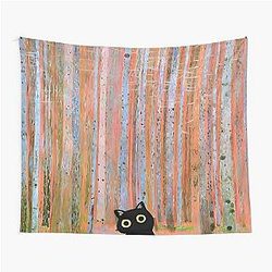Gustav Klimt Cat Pine Forest Tapestry