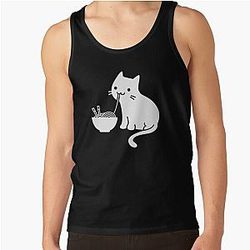 Cute Cat Eating Ramen Tank Top