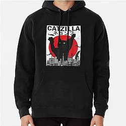 Vintage Catzilla Japanese Sunset Style Cat Kitten Lover T-Shirt Pullover Hoodie