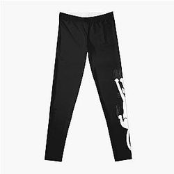 Funny White Cat with Blue and Yellow Eyes Hanging on with Claws Leggings