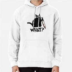 Cat What? Murderous Black Cat With Knife Gift Premium T-Shirt Pullover Hoodie