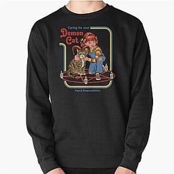 Caring For Your Demon Cat Pullover Sweatshirt