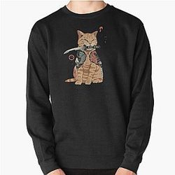Anime cat with knife Pullover Sweatshirt