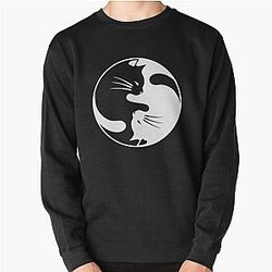 Black White Cat Yin and Yang Pullover Sweatshirt