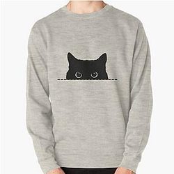 Black Cat Peeking  Pullover Sweatshirt