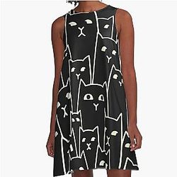 Suspicious Cats A-Line Dress