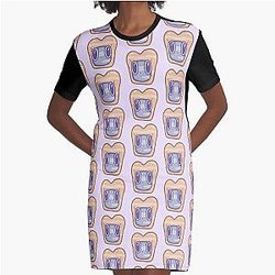 Toast Cat Graphic T-Shirt Dress
