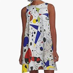 Miro's Cat Encircled by the Flight of a Bird A-Line Dress