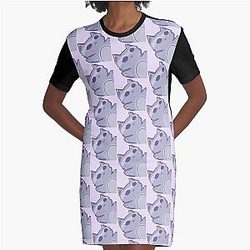 Cat Laying on Floor Graphic T-Shirt Dress