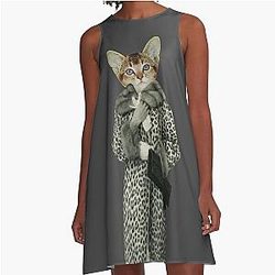 Kitten Dressed as Cat A-Line Dress