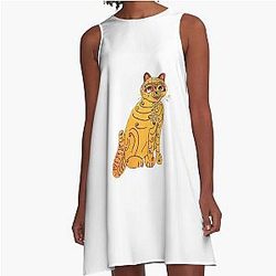 Yellow cat A-Line Dress