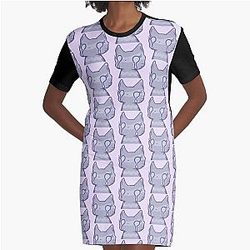 Silly Sad Cat Graphic T-Shirt Dress