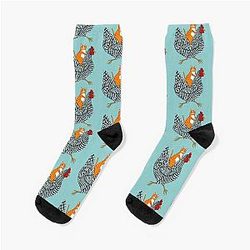 Ginger Cat Chicken Ride Socks