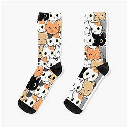 Colorful Doodle Cats Socks
