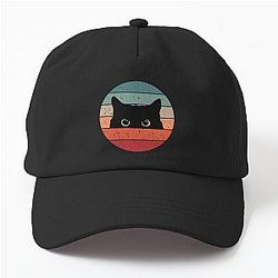 Black Cat Peeking Vintage Dad Hat
