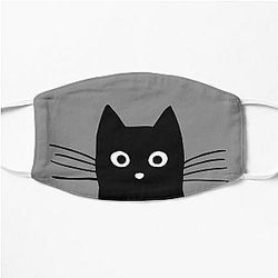 Black Cat Face Flat Mask