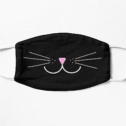 Kitty cat smile  Mask , Funny idea Gift for mom, for women, for cat lover Flat Mask