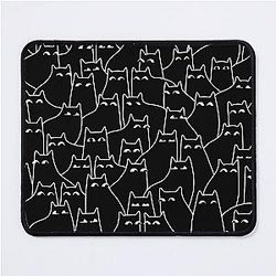 Suspicious Cats (Minimal White Linework Version) Mouse Pad