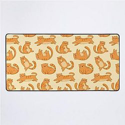 cute cat orange pattern Desk Mat