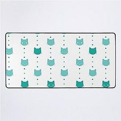 Blue Cat Faces Pattern Desk Mat