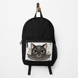 Black Cat with Wings - Magic Kitten Surrounded by Daisy Flowers Backpack