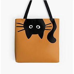 Funny Black Cat All Over Print Tote Bag