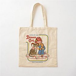 Caring For Your Demon Cat Cotton Tote Bag