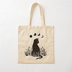 Night Garden Cat Cotton Tote Bag