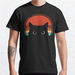 Black Cat Peeking Sunset Vintage Classic T-Shirt