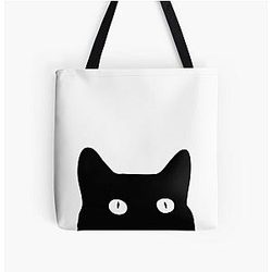 Black Cat All Over Print Tote Bag