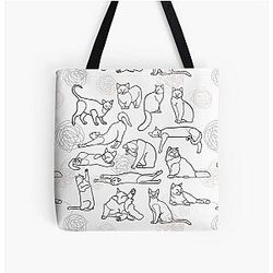 One Line Cats All Over Print Tote Bag